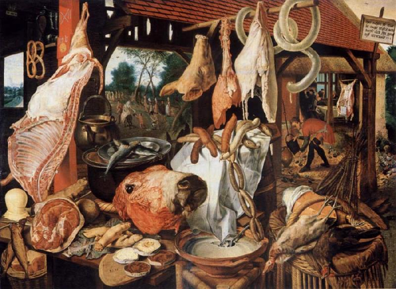 Pieter Aertsen Butcher sale state with flight nacb Agypten France oil painting art